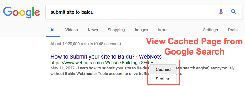 从 Google 搜索中查看缓存页面