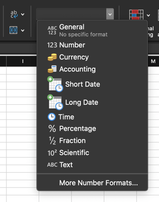 Excel 中的单元格格式
