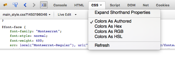 在 Firebug 中查看 CSS 选项
