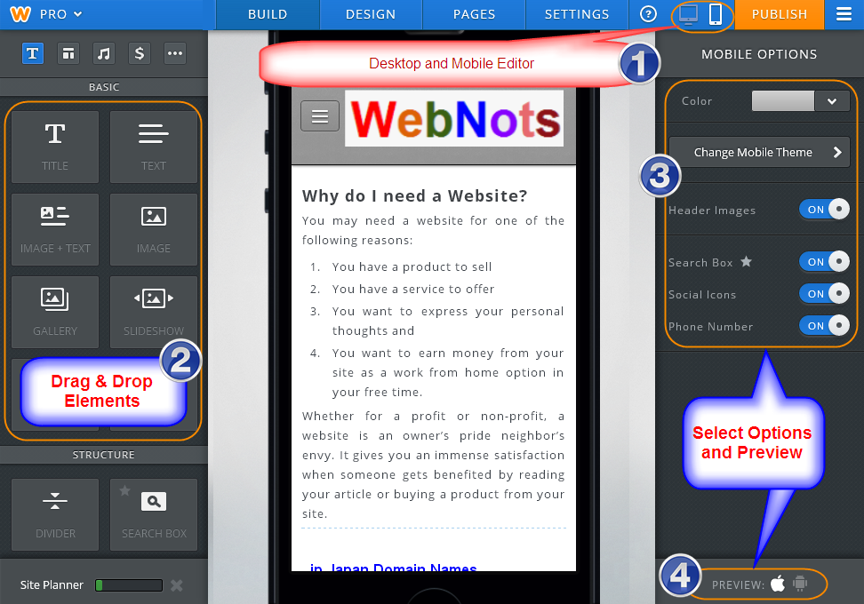Weebly 移动编辑器
