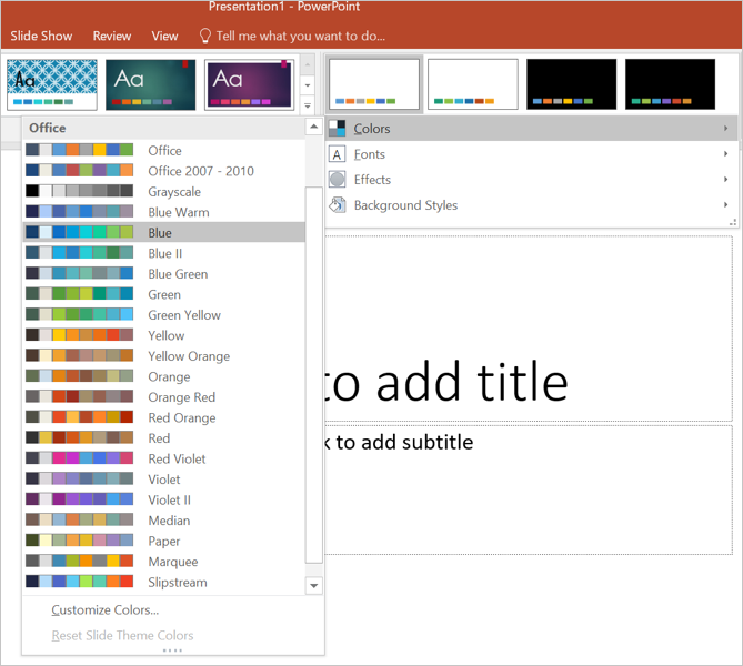 PowerPoint 中的颜色主题