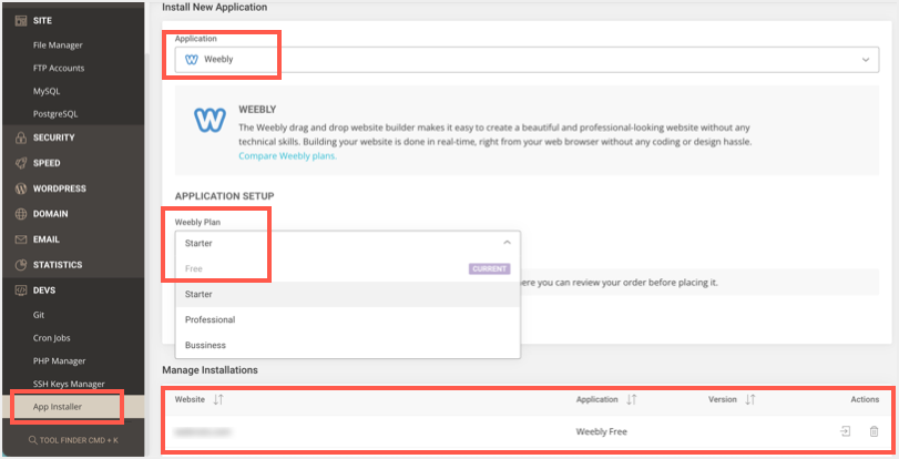 如何在SiteGround上安装和卸载Weebly