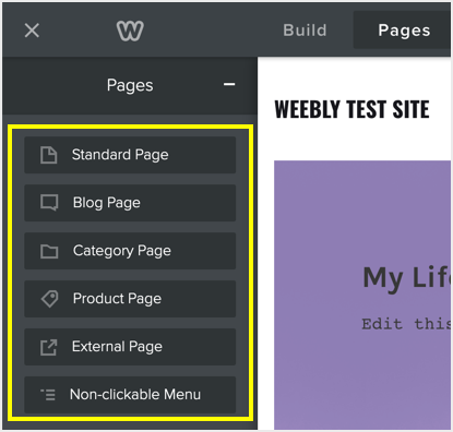 如何在Weebly中选择页面和部分布局