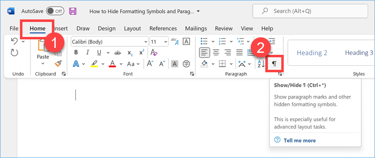 从菜单图标中隐藏段落标记