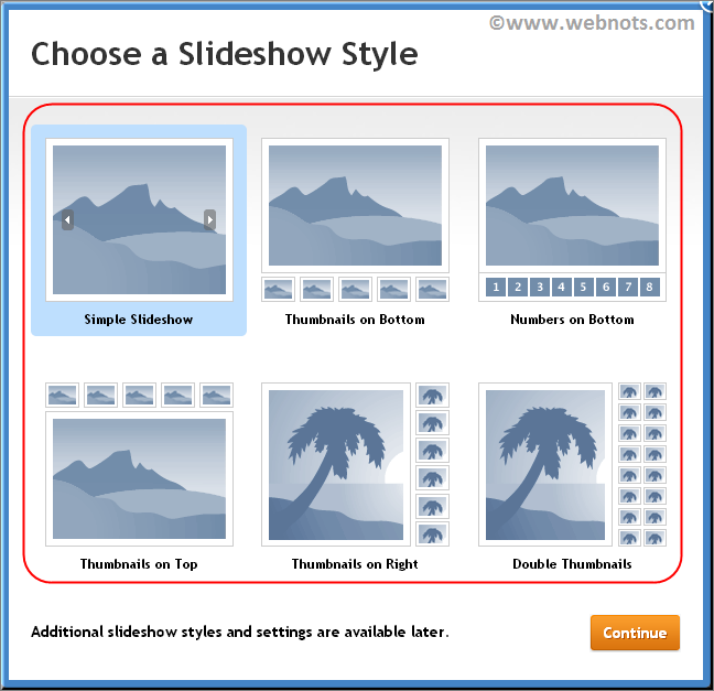 在 Weebly 中选择幻灯片样式