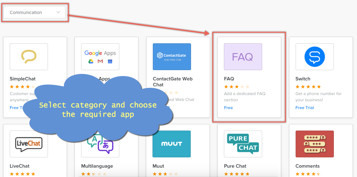 从所需类别中选择应用程序