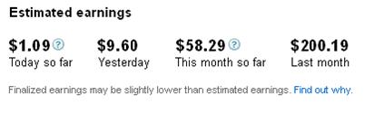 估算的 AdSense 收入页面