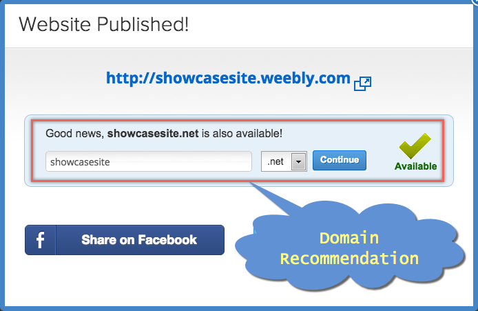 发布期间的 Weebly 域名购买建议