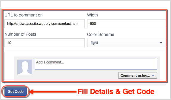 Facebook 评论插件表单