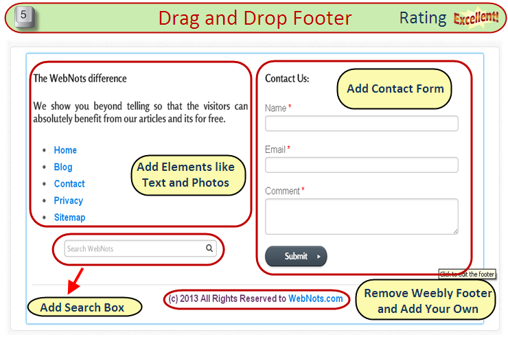 Weebly 拖放 Flexi 页脚
