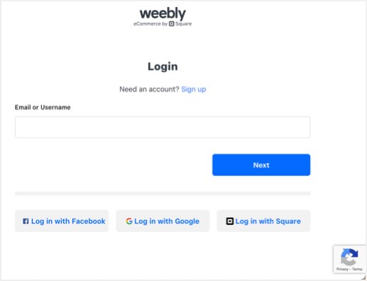 Weebly 登录页面