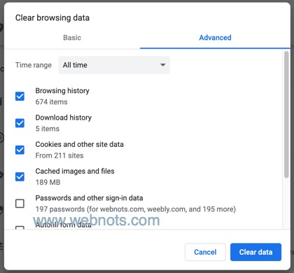 清除 Chrome 数据