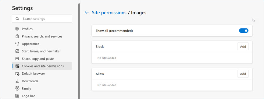 删除 Edge 中所有被阻止的站点