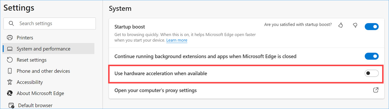 在 Edge 中禁用硬件加速
