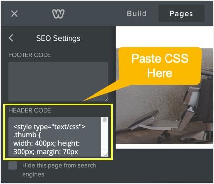在 Weebly 页面标题中粘贴 CSS