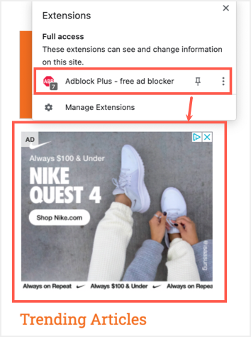 使用广告拦截器显示广告