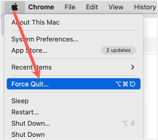 在 Apple 菜单中强制退出
