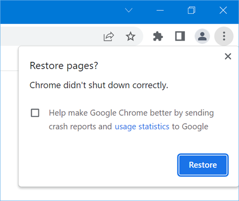 在 Chrome 中恢复页面