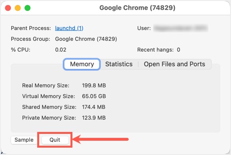 在 Mac 中退出 Chrome