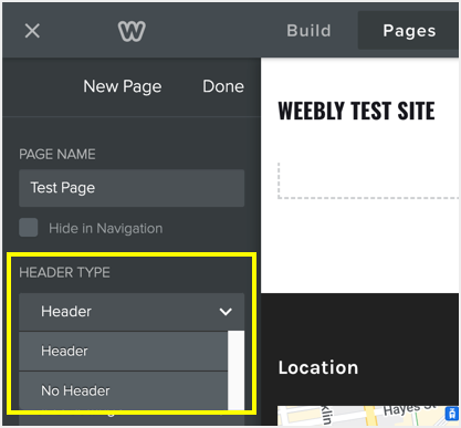 您的 Weebly 页面的标题类型