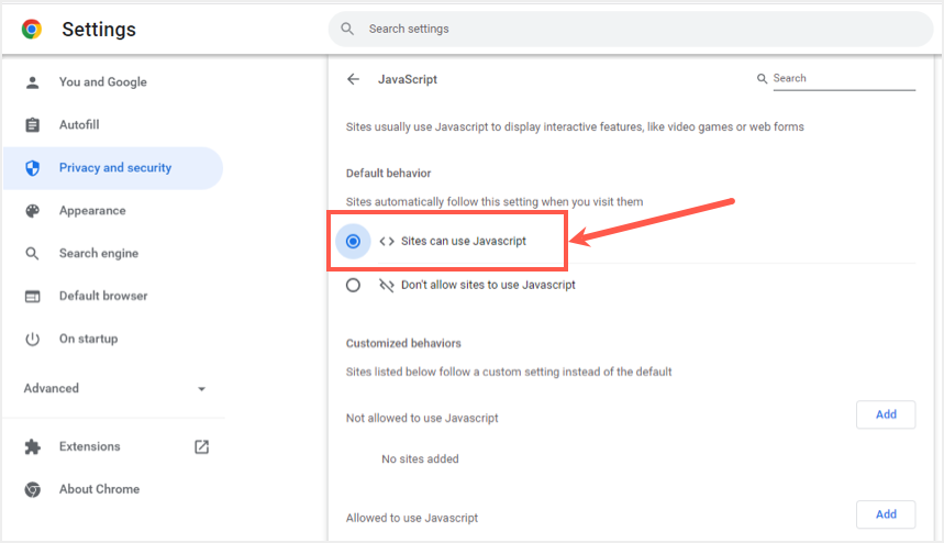 在 Chrome 中启用 JavaScript