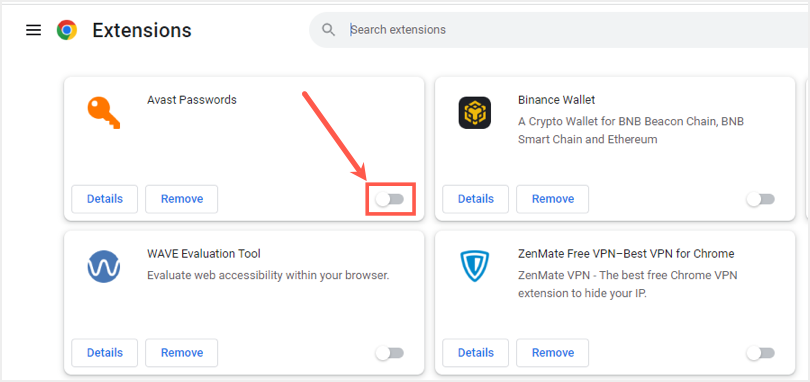 找到并禁用 Chrome 扩展程序