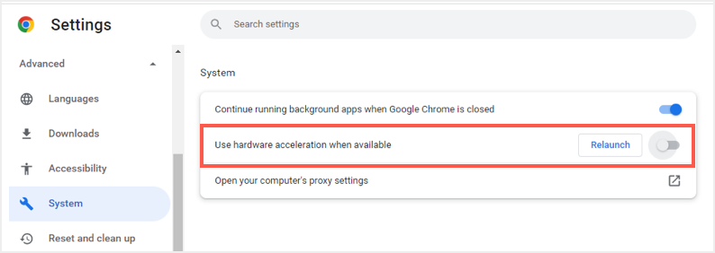 禁用 Chrome 硬件加速