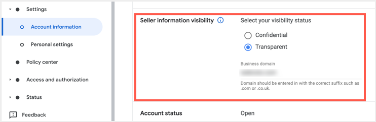 启用卖家信息可见性