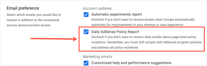 获取电子邮件中的政策违规行为