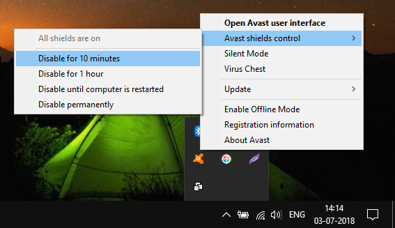 禁用防病毒软件