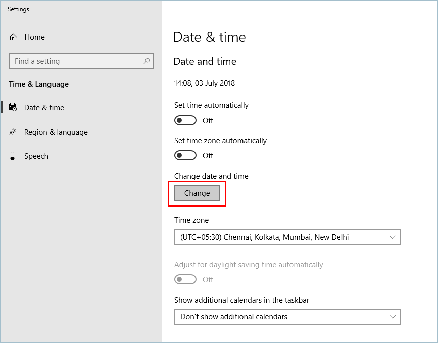 更改日期和时间