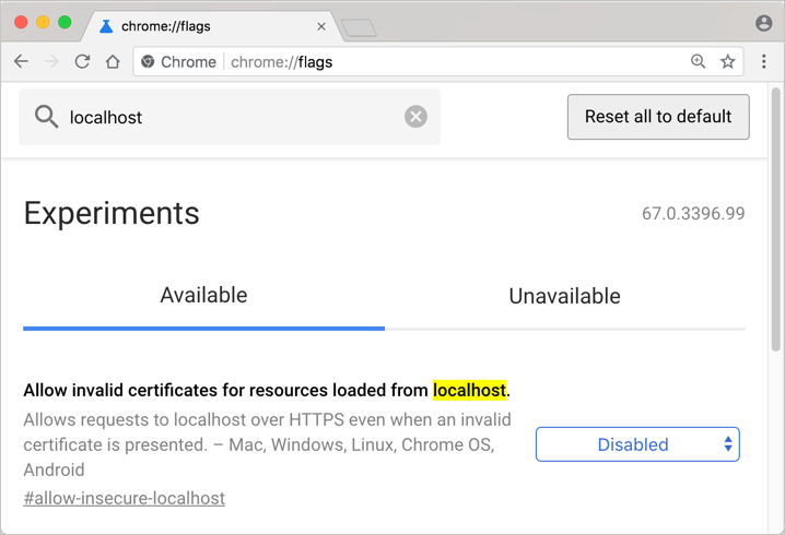 允许不安全的本地主机站点