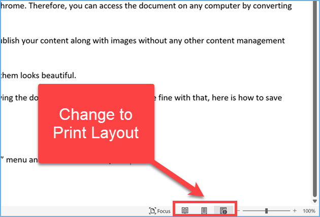 更改为打印布局视图