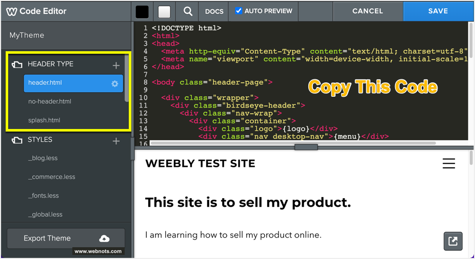 查看 Weebly 标题类型