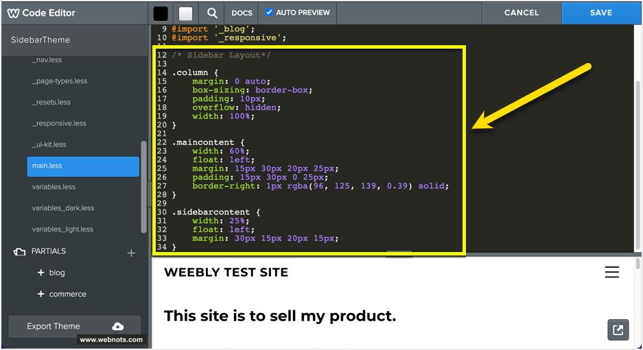 在主样式表中添加代码