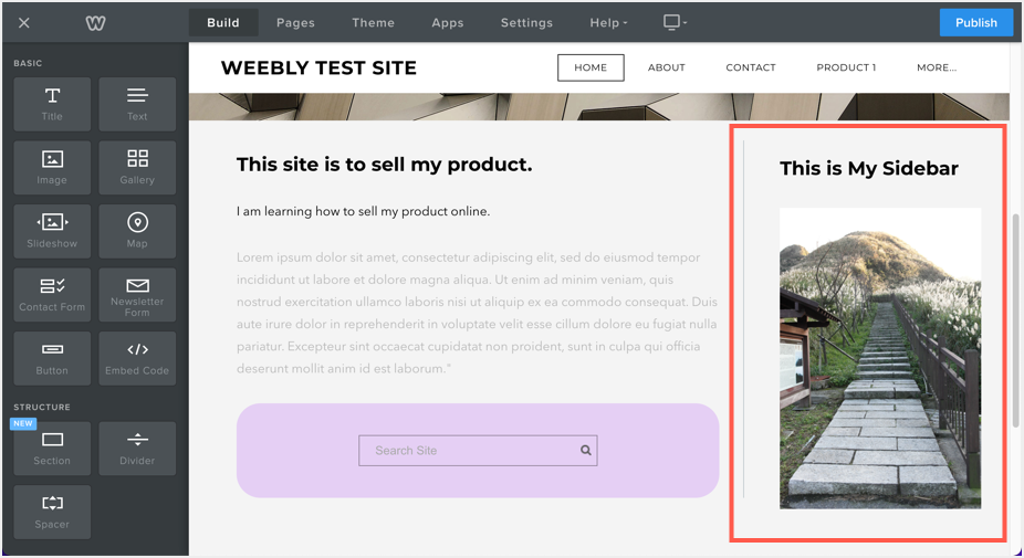 边栏中添加的元素