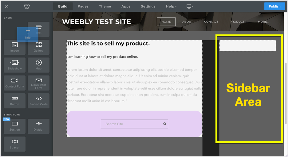 在侧边栏中拖放元素