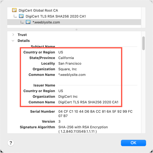 Weebly 免费 SSL 详细信息