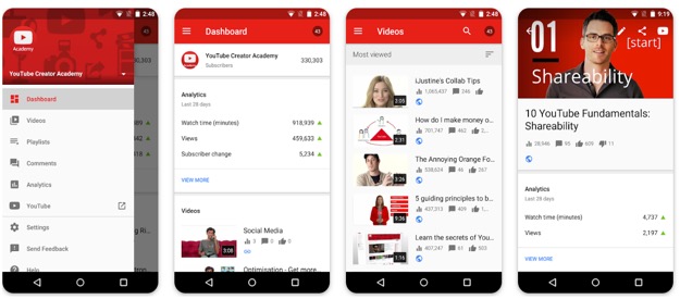 适用于 Android 的 YouTube Studio 应用