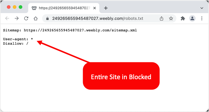 整个站点被阻止的 Weebly Robots.txt 文件