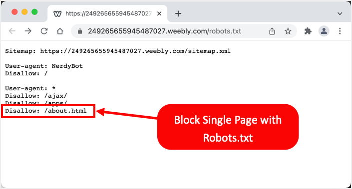 被 Robots.txt 阻止的 Weebly 页面