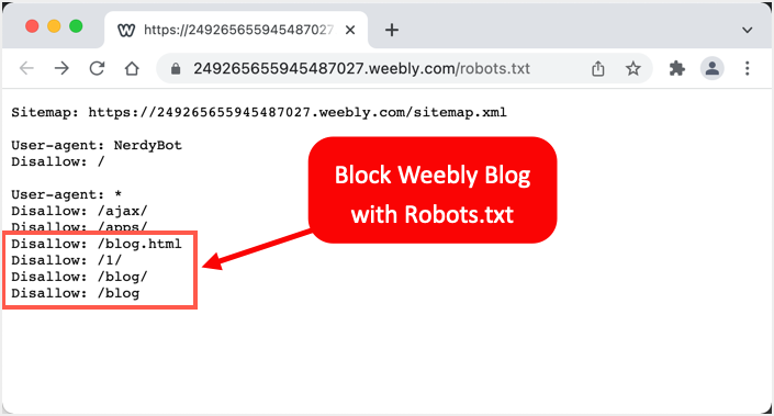 在 Robots.txt 文件中阻止 Weebly 博客