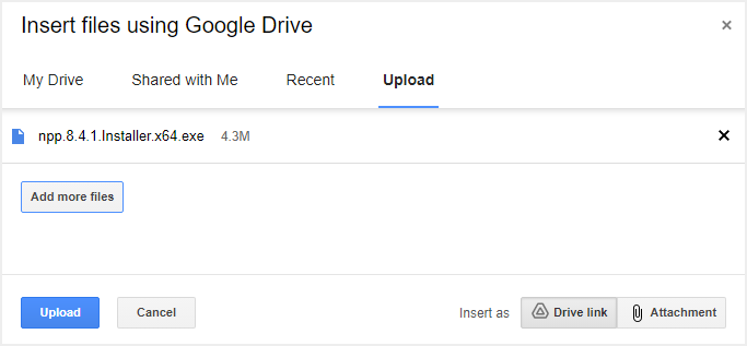 在 Google Drive 中上传可执行文件