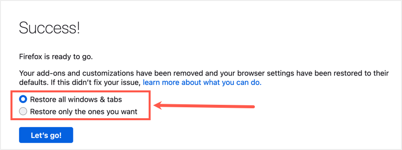 重置后恢复选项卡