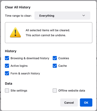 清除 Firefox 浏览历史
