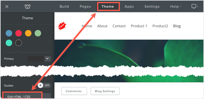 转到 Weebly 代码编辑器