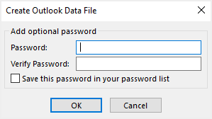 为 Outlook 帐户数据文件创建密码