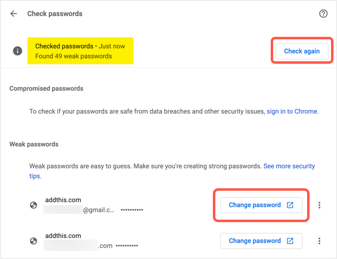 在 Chrome 中检查弱密码和泄露密码