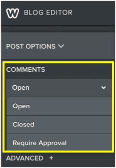 启用或禁用博客文章的评论