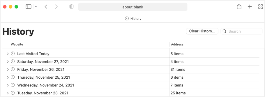 Safari浏览历史详细信息